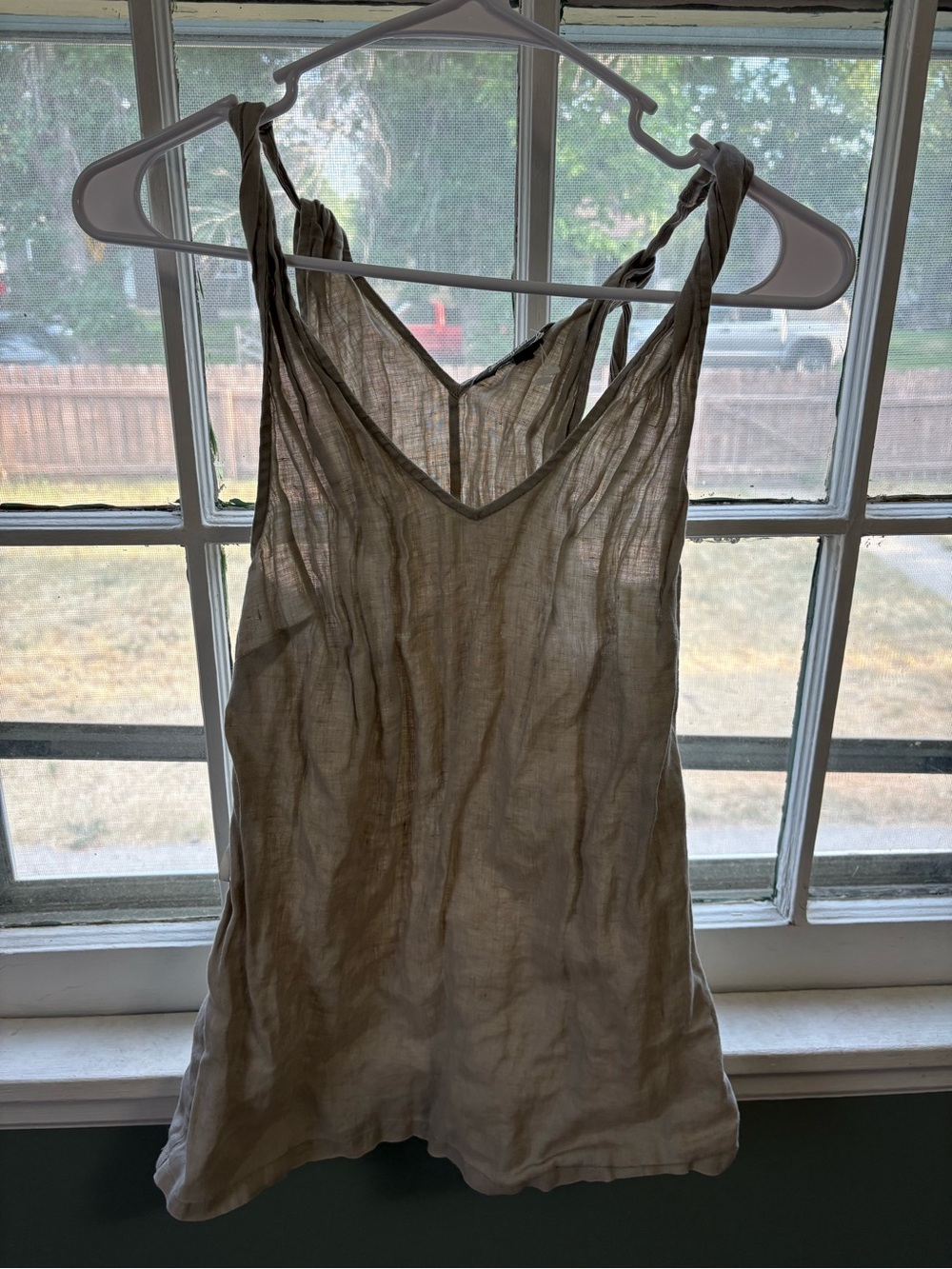 Tommy Bahama Beige and Brown Linen Top - XS